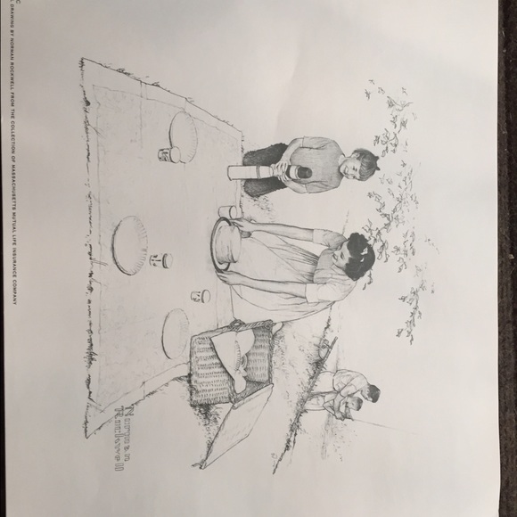 580x580 norman rockwell other pencil drawing family picnic poshmark - Picnic Drawing