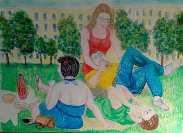 375x273 picnic in the park new york ii drawing - Picnic Drawing