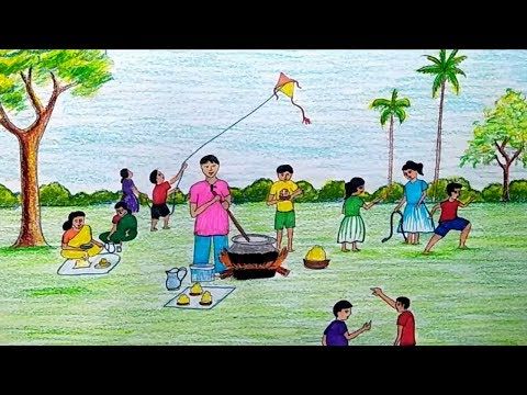 480x360 How To Draw A Picnic Scenery Step - Picnic Drawing Images