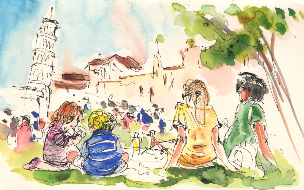 1200x748 Picnic In Pisa Painting - Picnic Drawing Images