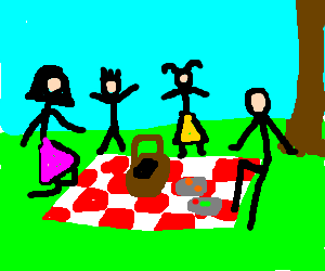 300x250 A Family Picnic Drawing - Picnic Drawing Images