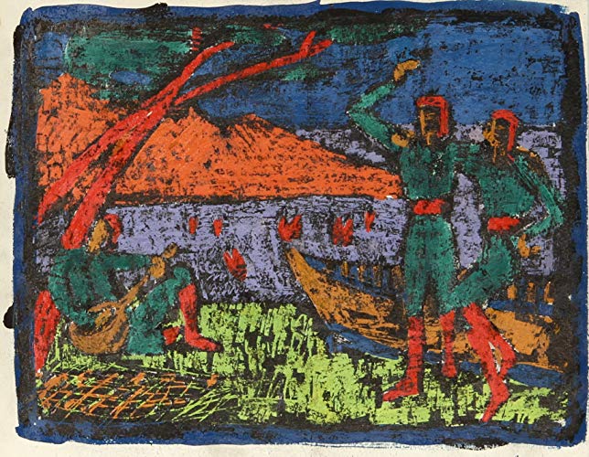 644x500 Picnic Scene Huguette Baudrot Fine Art - Picnic Scene Drawing