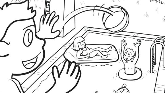 580x326 Coloring Pages Disney For Adults Moana To Print Summer Beach Free - Picnic Scene Drawing