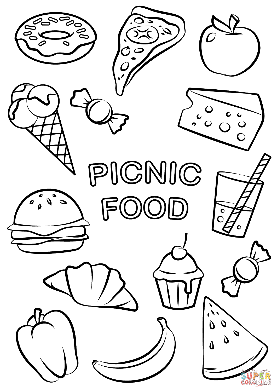 1060x1500 Picnic Scene Coloring - Picnic Scene Drawing