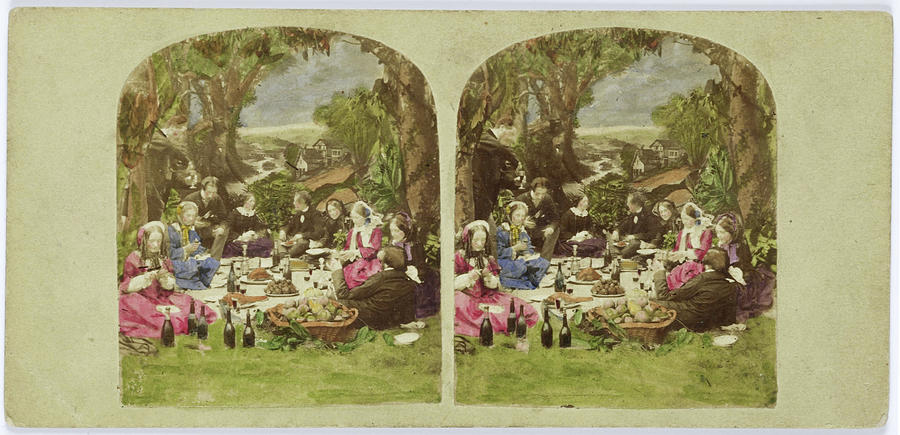 900x435 Scene In Garden Company During Picnic, Anonymous Drawing - Picnic Scene Drawing