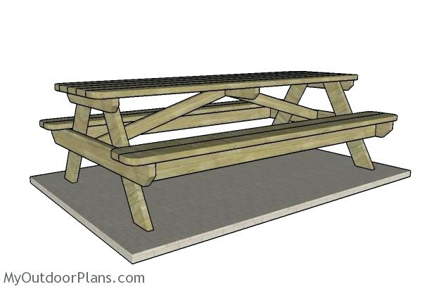 600x411 picnic table plans foot - Picnic Table Drawing