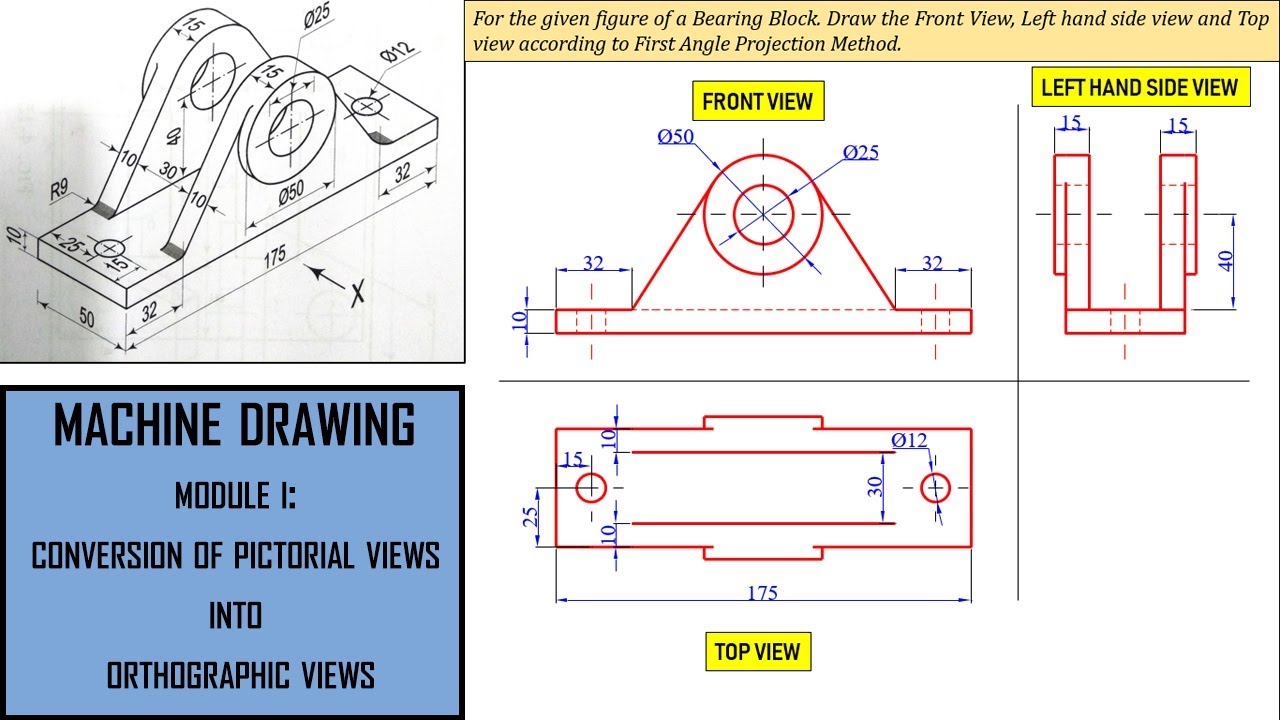 1280x720 machine drawing conversion of pictorial views into orthographic - Pictorial Drawing