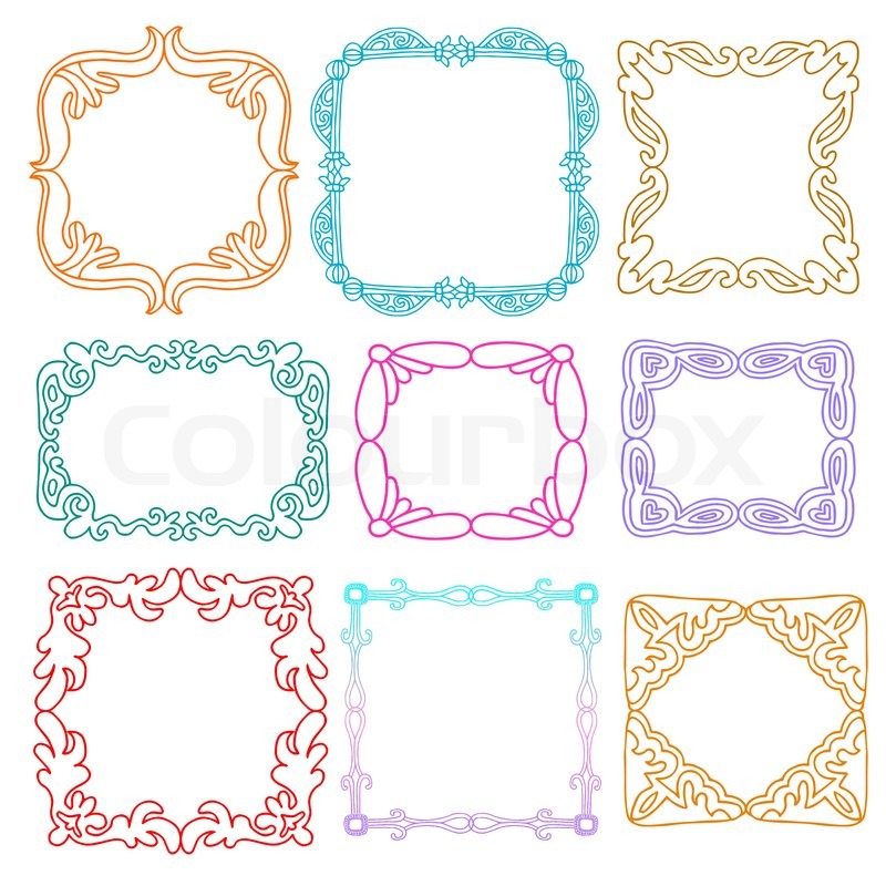 800x800 cute photo frames set, kids style stock vector colourbox - Picture Frame Drawing