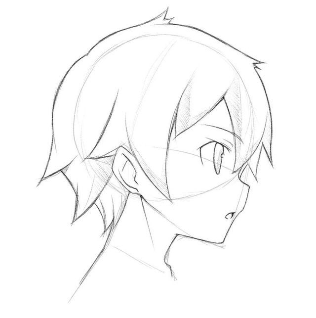 640x643 Anime Boy Drawing Side View Anime Collection - Picture Of A Boy Drawing