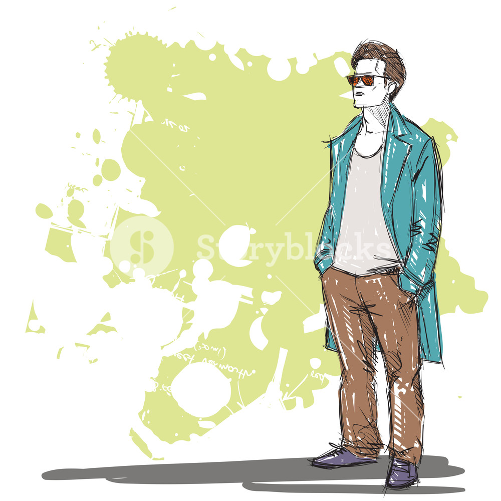1000x1000 hand drawing of a stylish boy in sketch style vector illustration - Picture Of A Hand Drawing