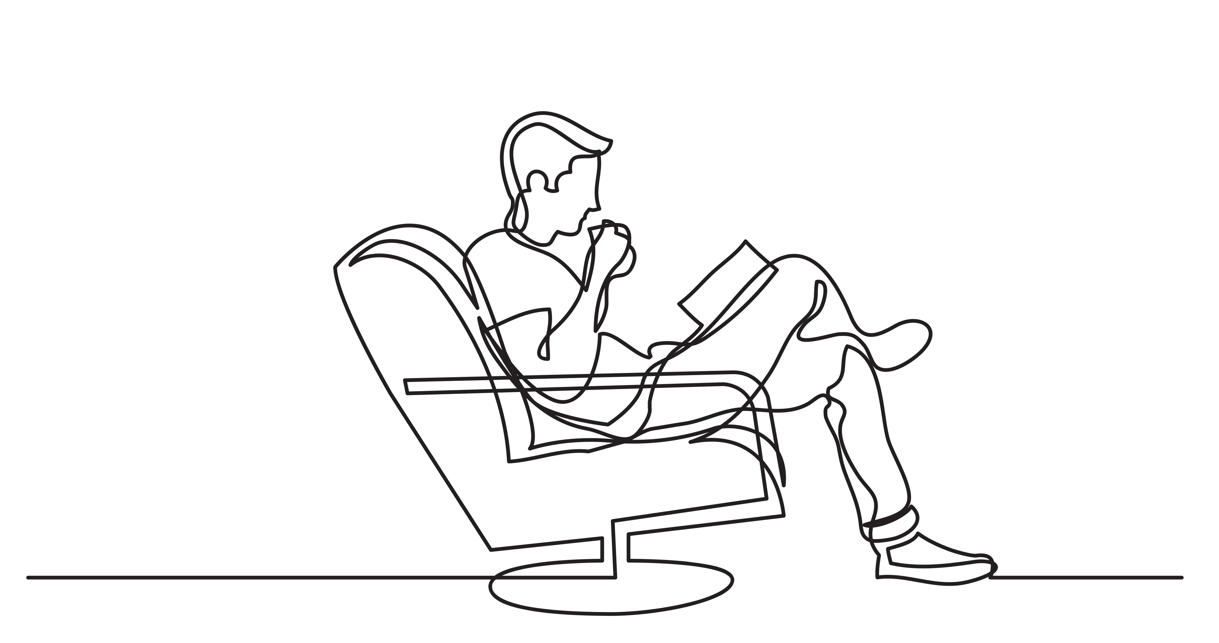 4096x2160 Video Animation Of One Line Drawing Of Man Sitting And Reading - Picture Of Person Drawing
