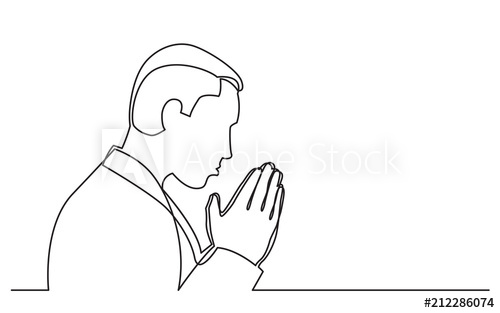 500x313 Continuous Line Drawing Of Praying Man - Picture Of Person Drawing