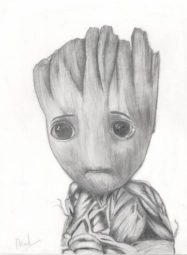 375x512 pencil drawing of baby groot drawing - Picture To Pencil Drawing