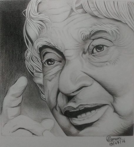 456x500 A P J Abdul Kalam Pencil Drawing - Picture To Pencil Drawing