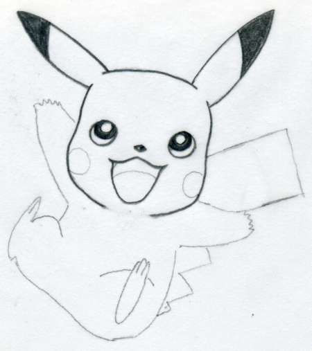 450x507 draw pikachu quickly and easily - Pictures For Drawing Easy
