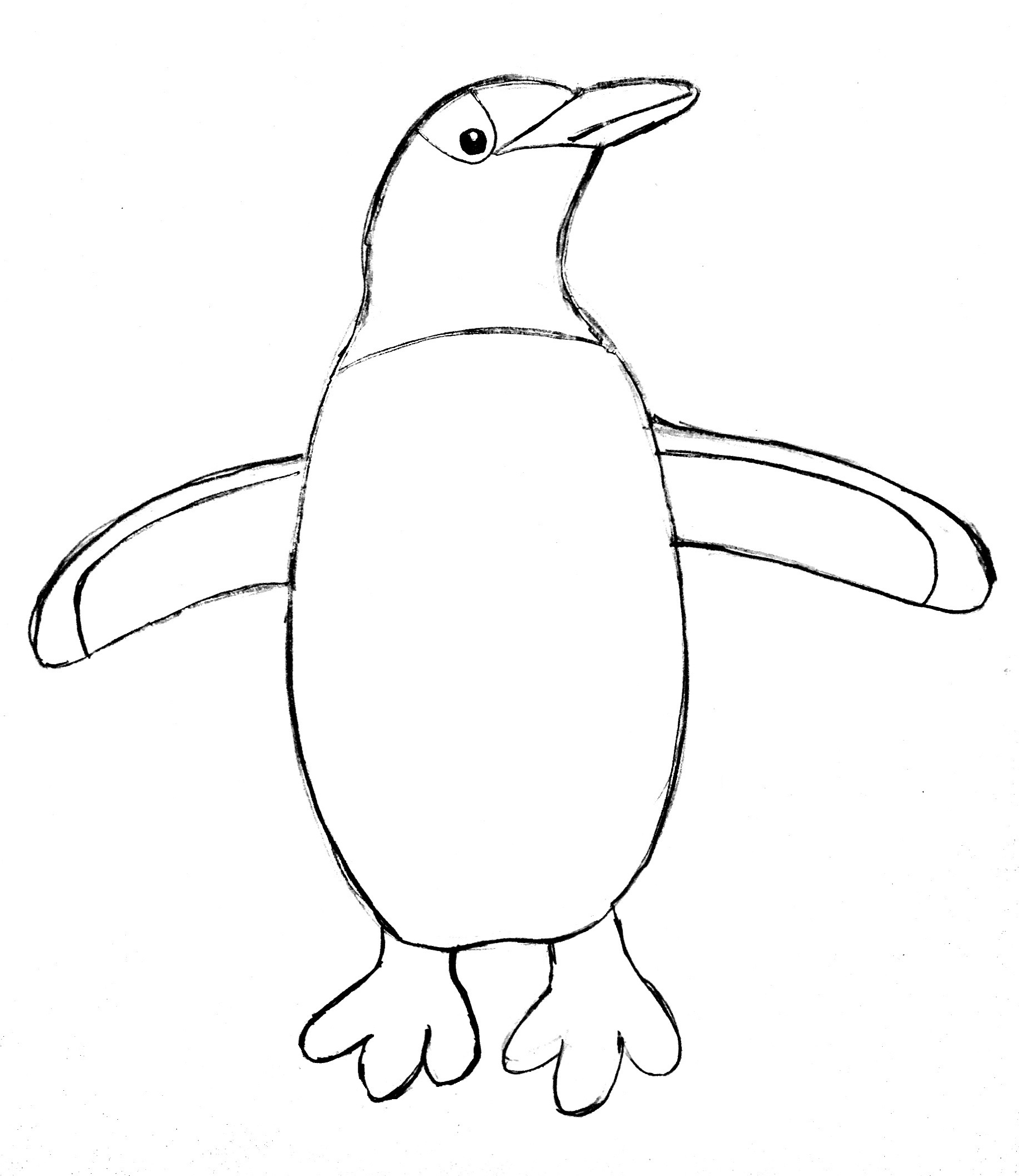 1831x2112 Penguin Drawing Step - Pictures Of Penguins Drawing
