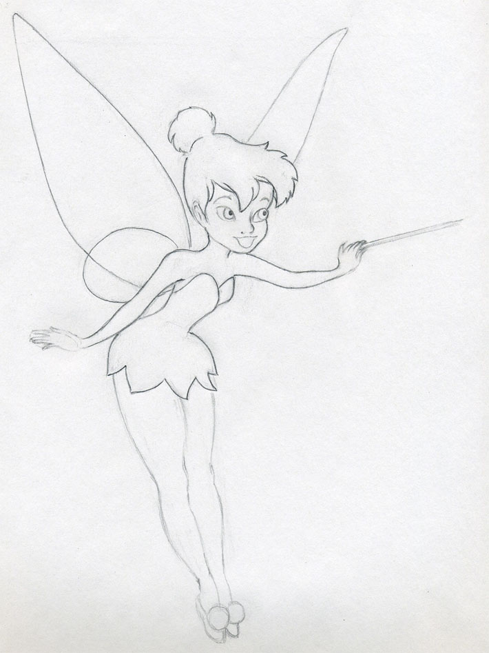 710x947 draw tinkerbell is very easy - Pictures Of Tinkerbell Drawing