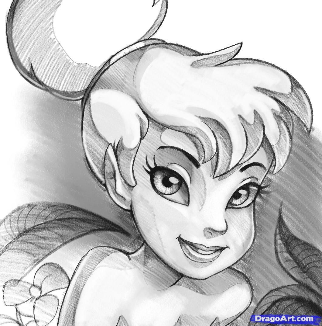 1060x1072 how to draw disney cartoons how to draw tinkerbell easy step - Pictures Of Tinkerbell Drawing