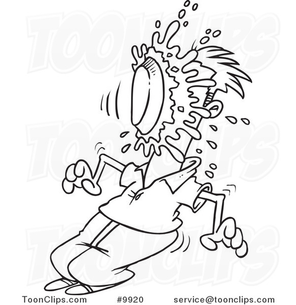 581x600 Cartoon Black And White Line Drawing Of A Pie In A Guy's Face - Pie Line Drawing