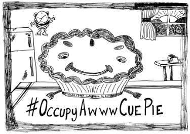 375x265 Occupy Cue Pie Editorial Cartoon Drawing - Pie Line Drawing