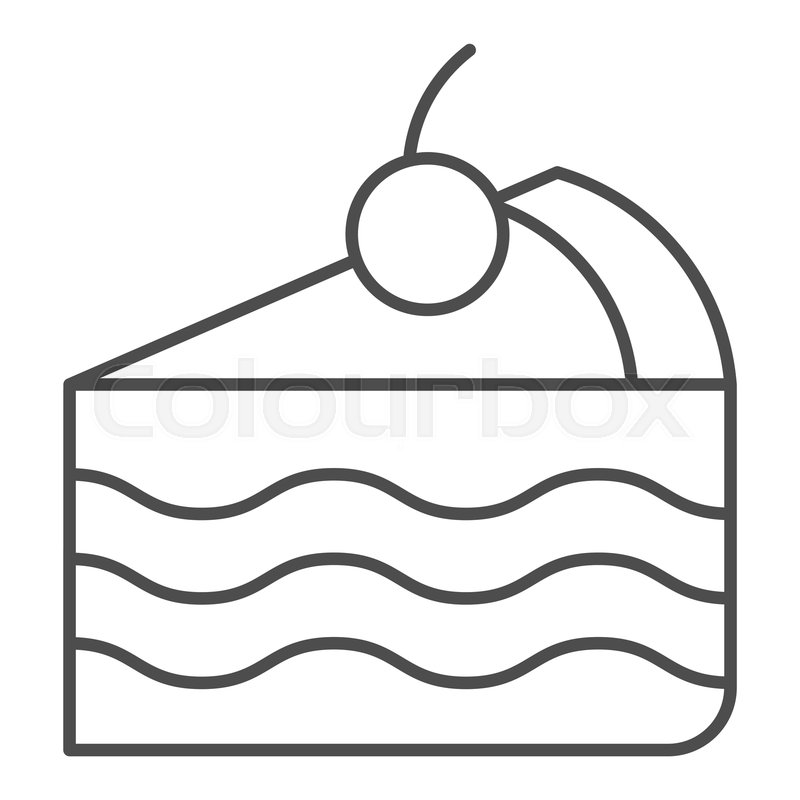 800x800 Piece Of Cake Thin Line Icon Sweet Stock Vector Colourbox - Pie Line Drawing