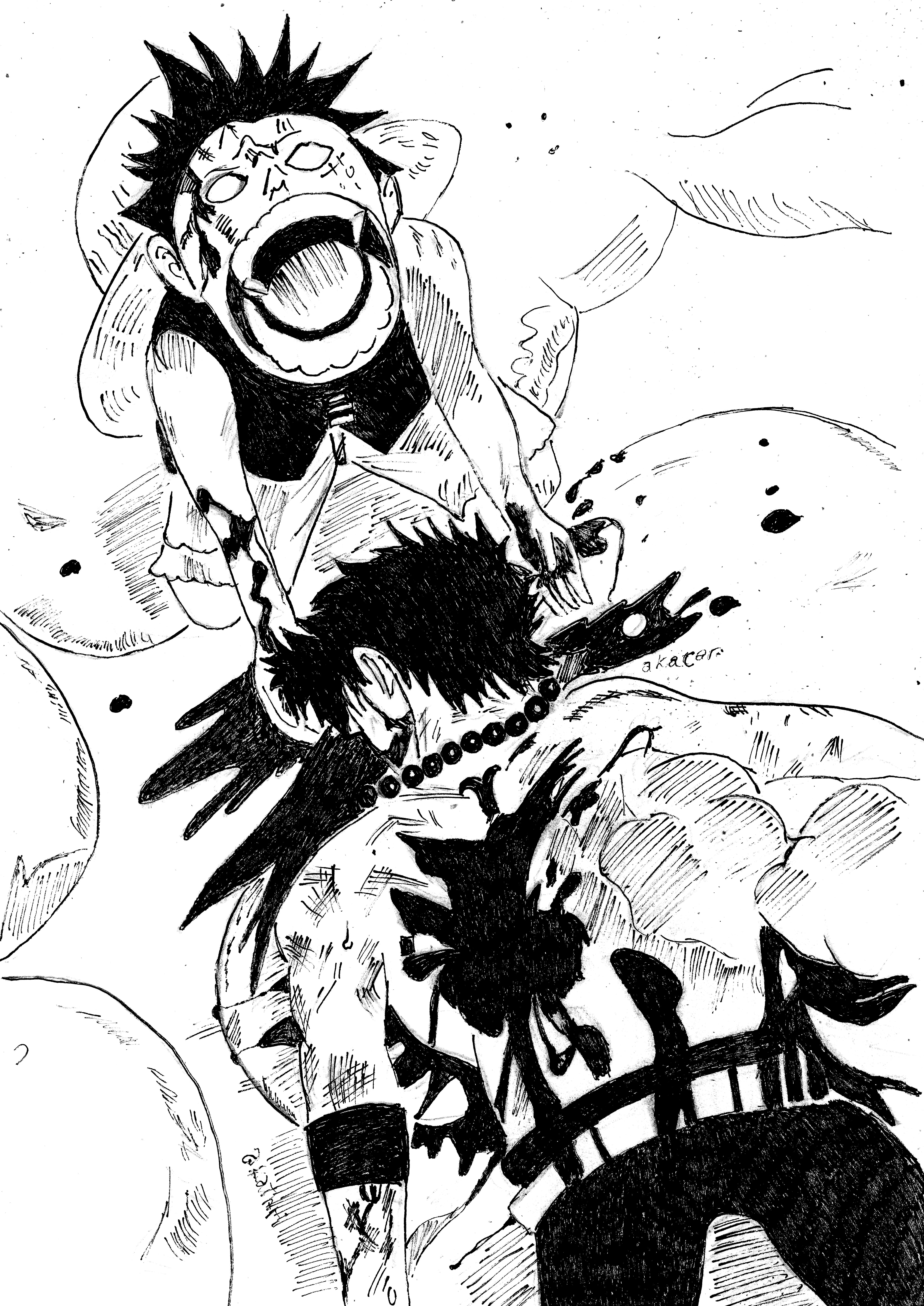 4962x7014 monkey d luffy and his brother ace - Piece Drawing