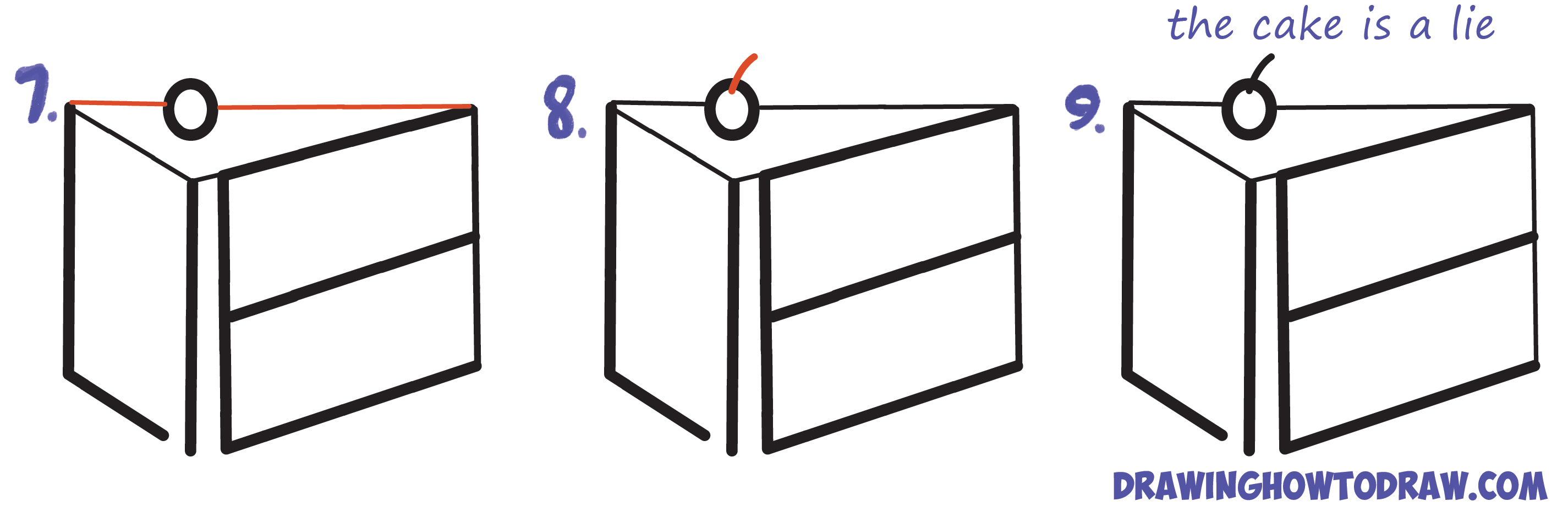 2850x931 how to draw a piece of cake from the word lie for a silly joke - Piece Of Cake Drawing