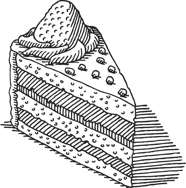 599x604 piece of cake drawing art print - Piece Of Cake Drawing