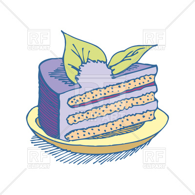 400x400 piece of cake or pie hand drawing vector image of food - Piece Of Cake Drawing