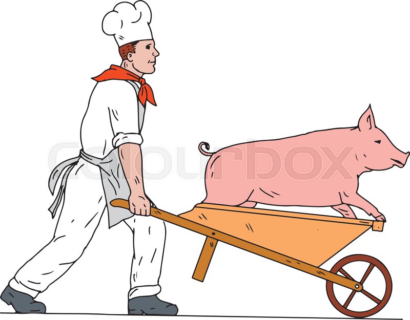 800x625 Drawing Sketch Style Illustration Of A Stock Vector Colourbox - Pig Butcher Drawing