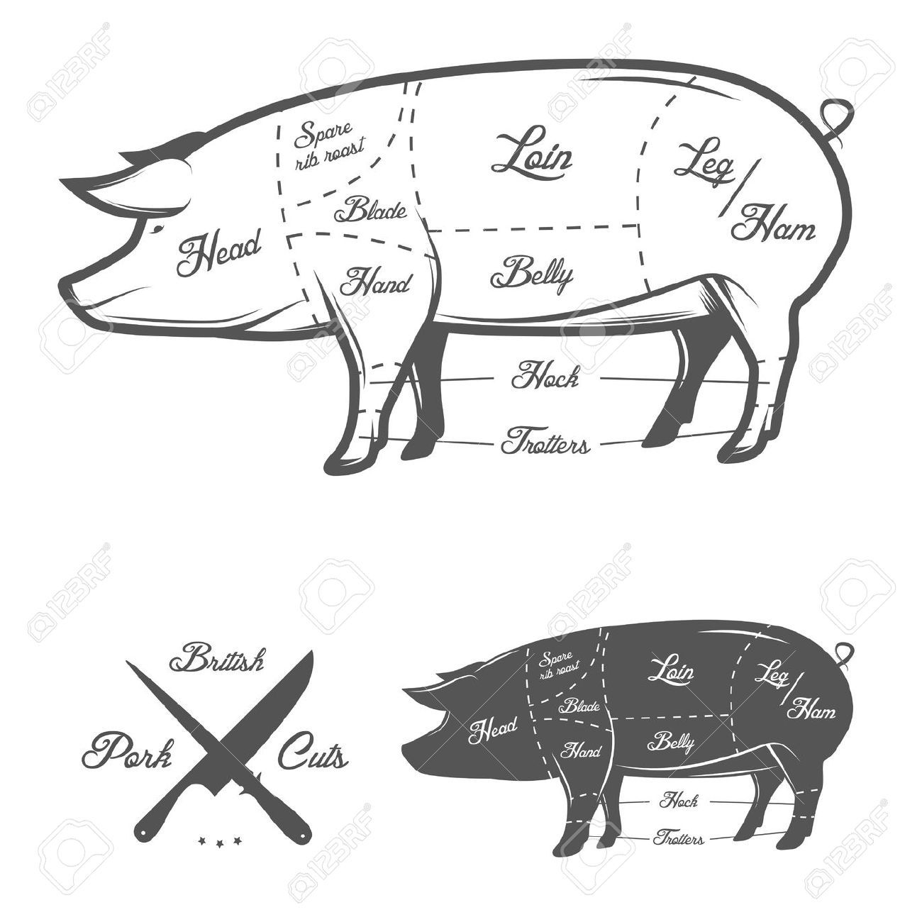 1300x1300 Pig Butcher Drawing - Pig Butcher Drawing