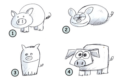 450x305 How To Draw A Pig - Pig Cartoon Drawing