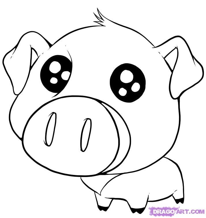 714x755 Cute Drawings Of Animals How To Draw A Cute Pig, Step - Pig Cartoon Drawing