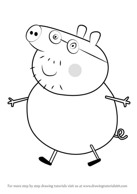 566x800 learn how to draw daddy pig from peppa pig - Pig Drawing