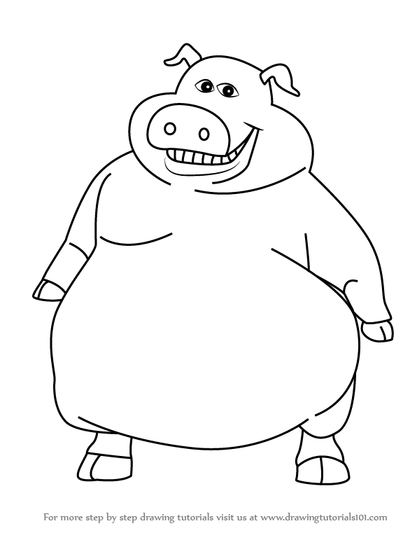 596x761 Learn How To Draw Pig From Barnyard - Pig Drawing