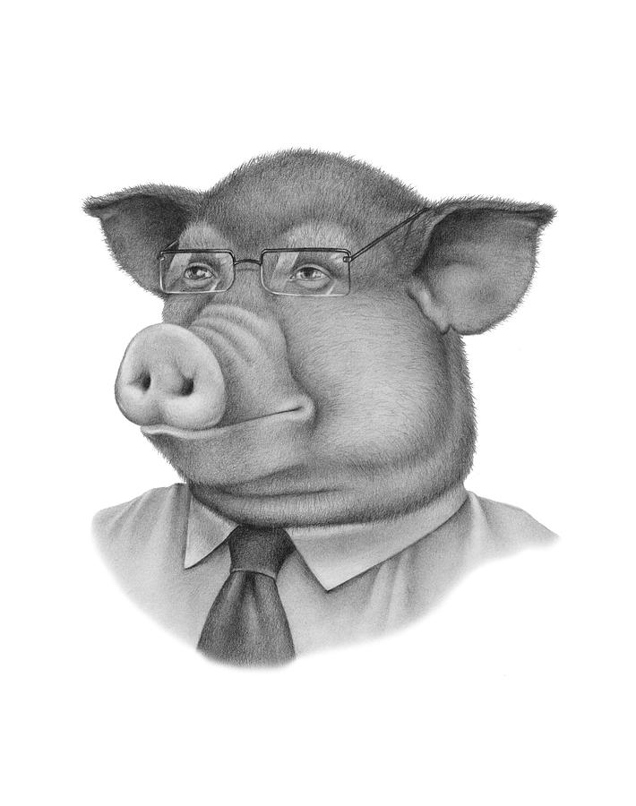 710x900 Pig Boss Drawing - Pig Drawing