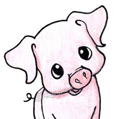 236x236 Cute Pig Pencil Drawing - Pig Drawing