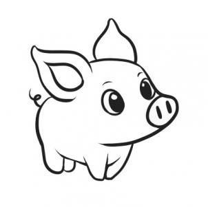 302x301 How To Draw A Simple Pig - Pig Drawing