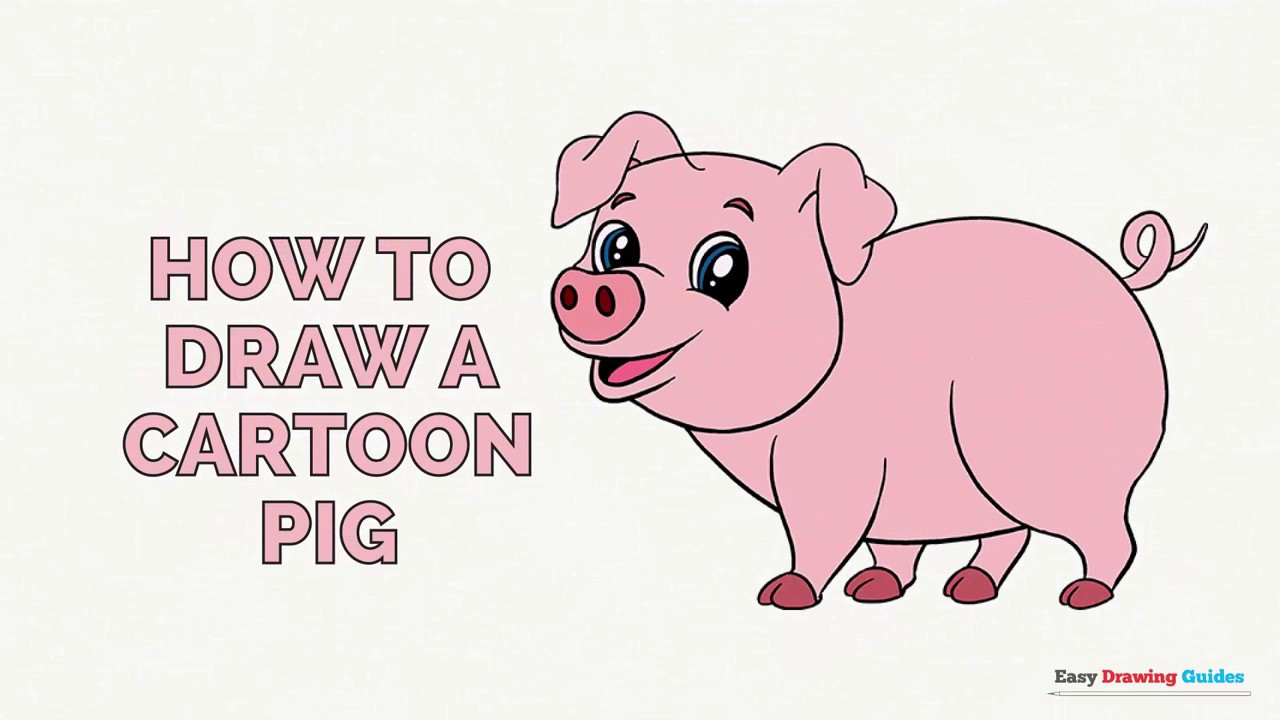 1280x720 how to draw a cartoon pig in a few easy steps drawing tutorial - Pig Drawing For Kids