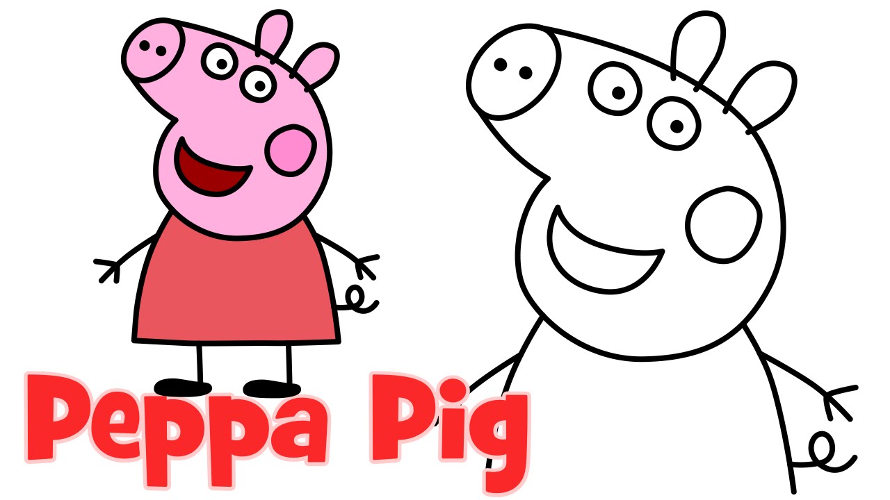1280x720 How To Draw Peppa Pig Characters Step - Pig Drawing For Kids