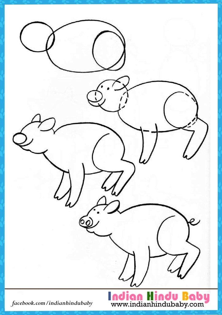 724x1024 Pig Step - Pig Drawing For Kids