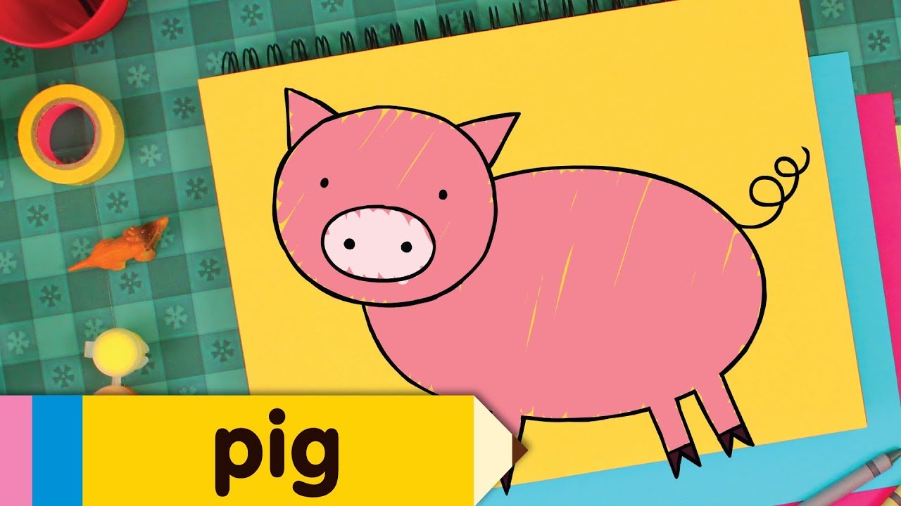 1280x720 How To Draw A Pig Simple Drawing Lesson For Kids Step - Pig Drawing For Kids