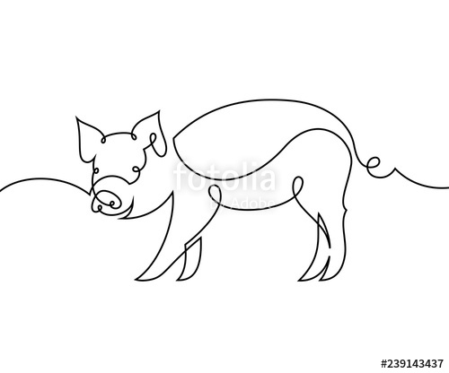 500x416 Linear Pig Continuous Line Drawing Stock Image And Royalty Free - Pig Drawing Images