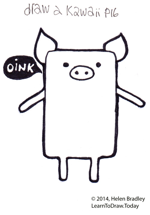 500x714 Draw A Kawaii Style Pig In Steps Learn To Draw - Pig Drawing Images