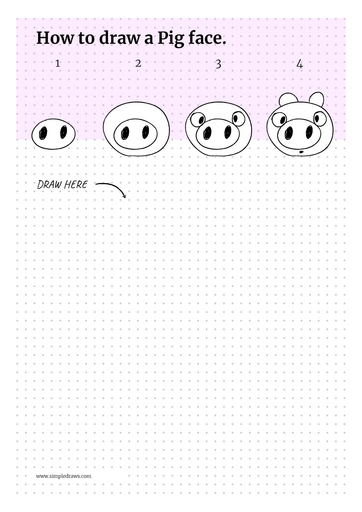 1241x1754 Easy Draw Pig Face - Pig Face Drawing