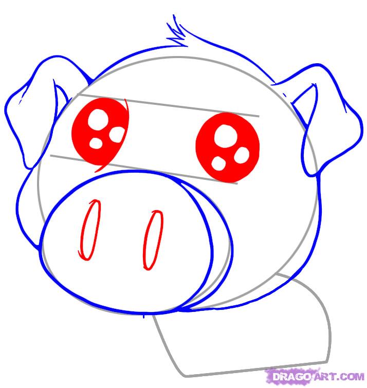 714x755 How To Draw A Cute Pig, Step - Pig Face Drawing