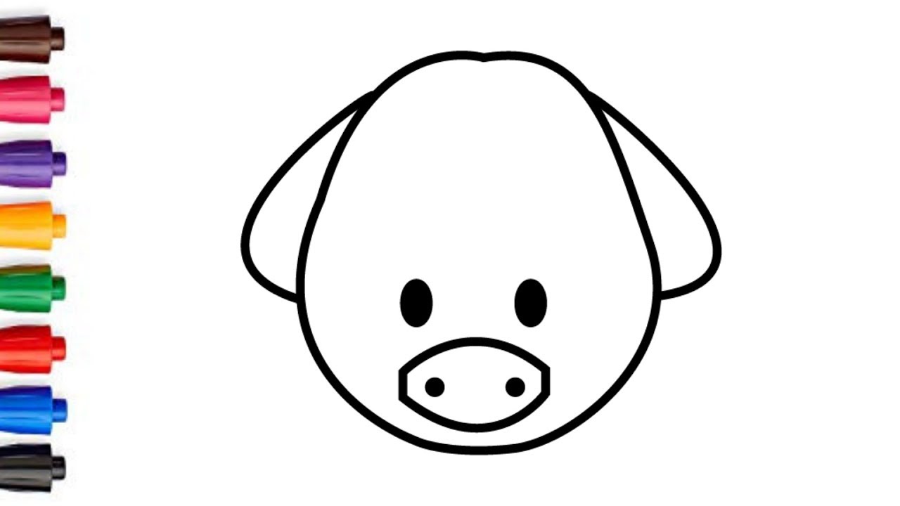 1280x720 How To Draw A Cute Pig Face - Pig Face Drawing