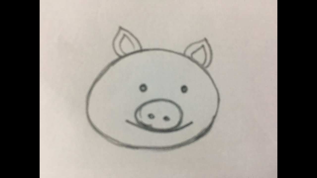 1280x720 How To Draw Cartoon Pig Face - Pig Face Drawing