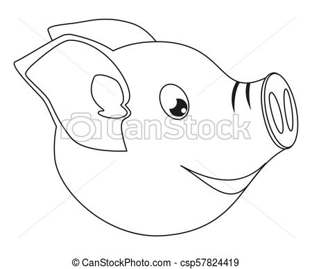 450x388 Line Art Black And White Pig Face Side View Year Chinese - Pig Face Drawing