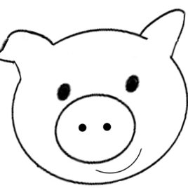 268x268 Pig Head Coloring - Pig Face Drawing